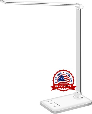 Lampara LED Lamparas De Mesa Para Oficina y Cuarto Luz Escritorio Estudiar White-image