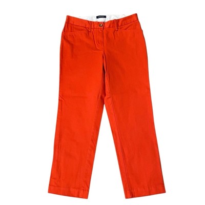 Lands’ End red orange mid-rise straight leg chino pants-image