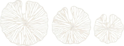 Creative Co-Op Handmade White Coral Shaped Paper & Metal Wall Décor (Set of 3 Si-image