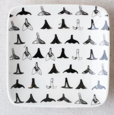 Creative Co-op Kate Nelligan Whale Tale Square Trinket Soap Key Dish Beach  4.5