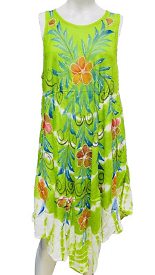 Womens Summer Sun Dress Umbrella Tie Dye Flower Beach Resort Wear Boho Hippie-image
