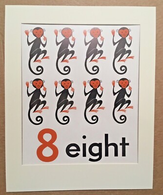 Vintage Midcentury Children's Number Posters in 16x20 Mats - You Choose-image