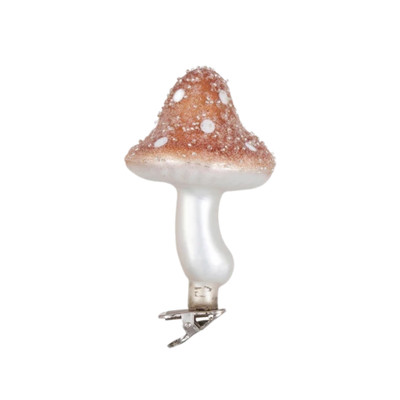 Creative Co-op Medium Red Mushroom Clip-On Glass Ornament Bauble-image
