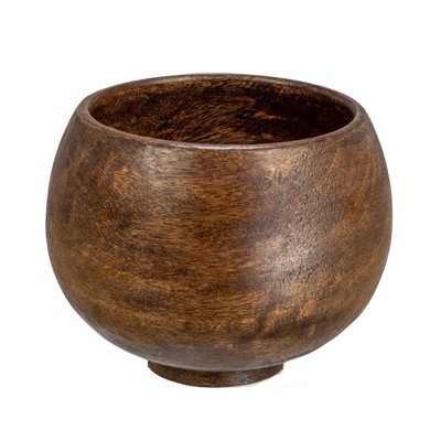Mango Wood Bowl, Walnut Finish-image