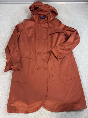 Pendleton Burnt Orange Copper Snap Hooded Mid-Length Lightweight Coat Jacket M-image