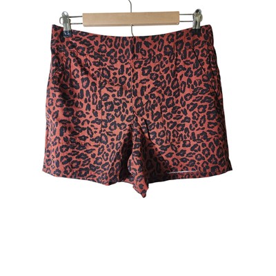 NINE WEST Mid-Rise Burnt Orange Leopard Animal Print Active Casual Shorts SZ M-image