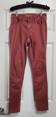 Old Navy Rockstar Mid-Rise Skinny Jeans Burgundy Rust Orange. Size 2-image