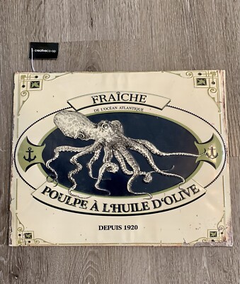 Creative Co-op Vintage Tin Metal Wall Sign FRAICHE DEPUIS Archors Octopuss-image