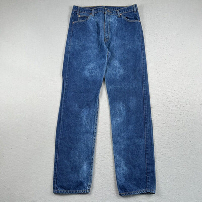 Levis 505 Orange Tab Mid Rise Dark Wash Distressed Denim Blue Jeans Mens 36x32-image
