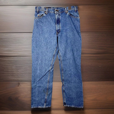 Levis Jeans Mens 36x32 Actual 32x32 518 Straight Blue USA Vintage 90s Orange Tab-image