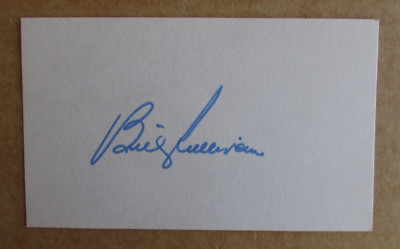  BILLY SULLIVAN SIGNED AUTOGRAPH 3X5 INDEX CARD WHITE SOX BROWNS DODGERS D.1994-image