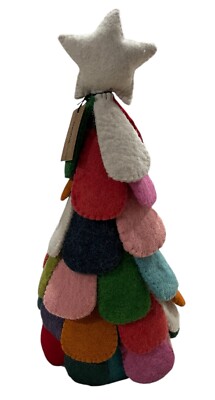 Creative Co-op Wool Felt Christmas Tree Figurine 16@ Tall Multicolor New Cute!-image