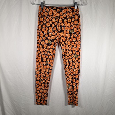 LulaRoe Leggings Women's One Size Purple Orange Print Pull On Stretchy Pants-image
