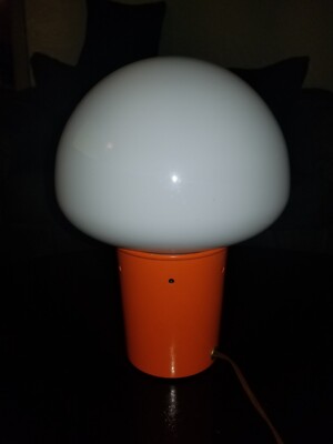 RARE MID CENTURY ORANGE METAL GLASS MUSHROOM MOTION LAMP SPINNING COLOR WHEEL -image