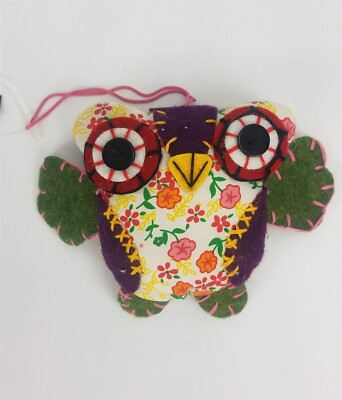 Owl Christmas Holiday Tree Ornament Patchwork Creative Co-op Green-image