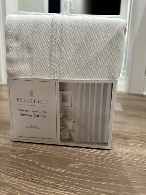 Everhome Sullivan Luxury Fabric Shower Curtain in Bright White 72