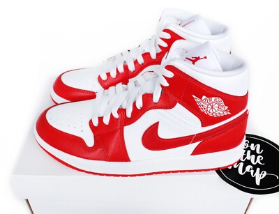 Nike Air Jordan 1 Mid W Habanero Red Syracuse White UK 3 4 5 6 7 8 10 11 US New-image