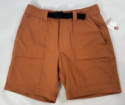 NWT Sonoma Outdoor Cargo Shorts Mens 30 Orange Nylon Stretch Belted Elastic-image