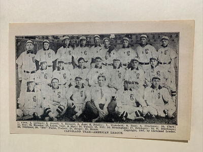 Cleveland Naps Nap Lajoie Addie Joss Elmer Flick 1907 Baseball 4X6 Team Picture-image