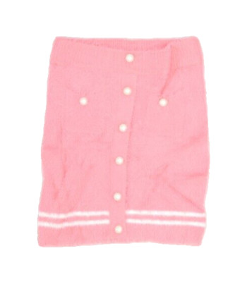Finesse Joss Knit Button Front Mini Skirt Pink Short Eyelash Womens XL 1X-image