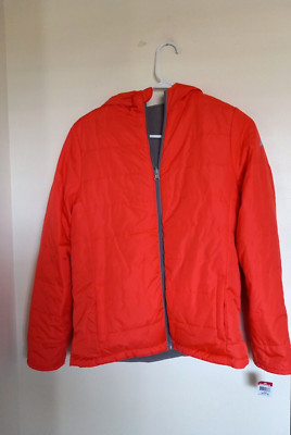 Boys Orange Gray Reversible Hooded Coat Jacket XL Athletech NEW-image