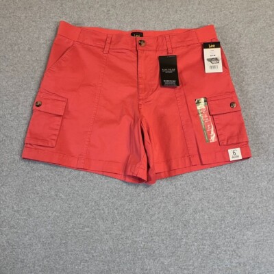 Lee Shorts Womens 16 Orange Cargo Chino Mid Rise 6