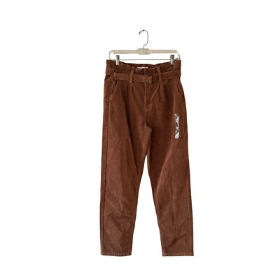 So Couduroy Orange Rust Pants High Rise Mom Jeans Belted at Waist - Size 9/29W-image