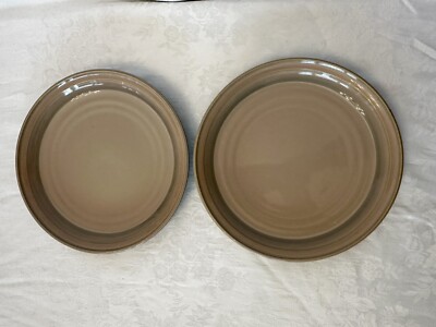 Noritake Sunset Mesa Dinner Plates Set Of 2 Stoneware Taupe Muted Colors Retired-image