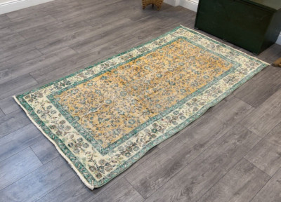 Turkish Rug, Orange Handmade Rug, Oriental Rug, Wool Rug, 3.5 x 6.7 ft-image