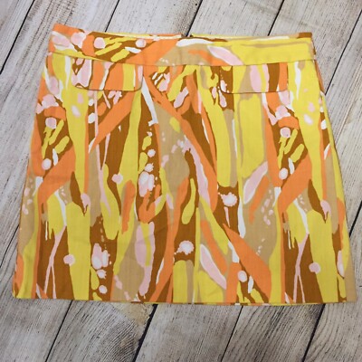 J. Crew Womens Sz. 4 Mini Skirt Yellow Orange Brown White-image