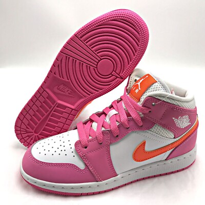 Nike Air Jordan 1 Mid Pinksicle Safety Orange GS Youth shoes DX3240-681 sz 4Y-7Y-image