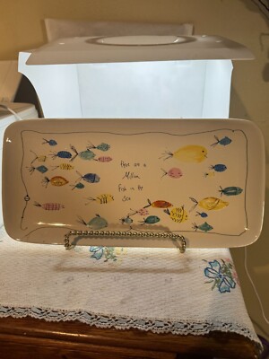 There Are A Million Fish In The Sea Rectangular Ceramic Tray By Creative Co-Op-image