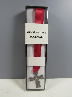 Creative Co-op Red Cross Ribbon Bookmark Christian Reading Gift, New-image