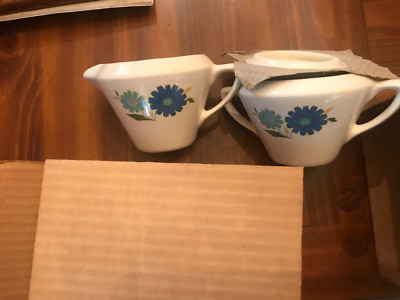 CREATIVE MANOR DENVER CO. WILD DAISY CREAMER AND SUGAR IRONSTONE AMERICAN MADE-image