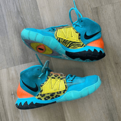 Nike Kyrie 6 Oracle Aqua Black Opti Yellow Total Orange Mid Top Youth Size 5.5-image
