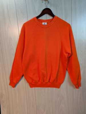 New Vintage 90’s Lee Mid-weight Blank Orange Women's Sz Large Crew Made USA-image