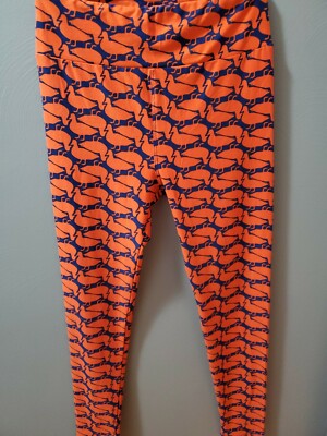 LuLaRoe ONE SIZE Leggings NWOT Multi-Color ORANGE 🍊 BLUE DUCKS -image