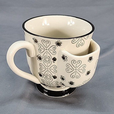 Tea Cup Mug Tea Bag Holder Creative Co-op Black White Cottagecore-image