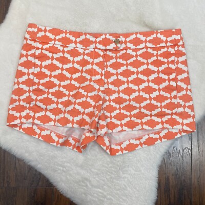 J. Crew Chino Shorts 8 Orange White Mid-Rise Stretch Cotton Twill Women's-image
