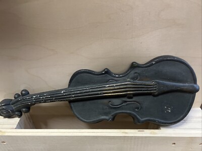 Vintage Royal Cast Metal Orange Mandolin Wall Hanging 17 Inches Tall-image