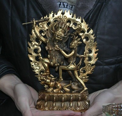 Tibetan buddhism temple Bronze Joss Yamantaka Hayagriva Buddha hevajra Statue-image
