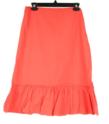 J. Crew Women’s Skirt 6 Orange A Line Pleated Unlined Stretch Knit Lightweight-image