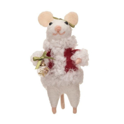 Creative Co-op - Wool Felt Mouse Santa - Holding Ornament - XS6640A-Ornament-image