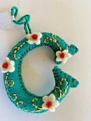 Wool Felt Embroidered Appliqued Alphabet Boho Letter 