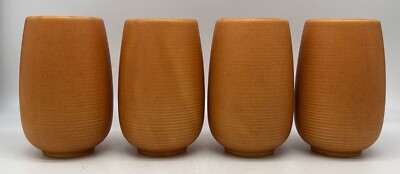 Royal Stone MCM Orange Cups, Royal China Ohio, Mid Century, Orange Black specks-image