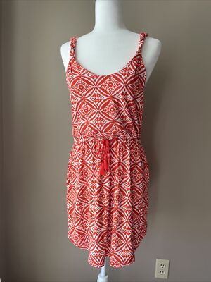 Lucky Brand orange white printed dress women’s small-image