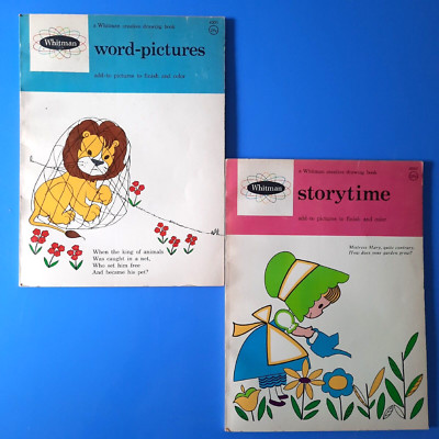 2 Whitman Creative Drawing Books Word Pictures and Storytime Pictures Homeschool-image