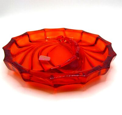 VIKING Mid-Century Modern Orange Ashtray Amberina MCM NOS-image